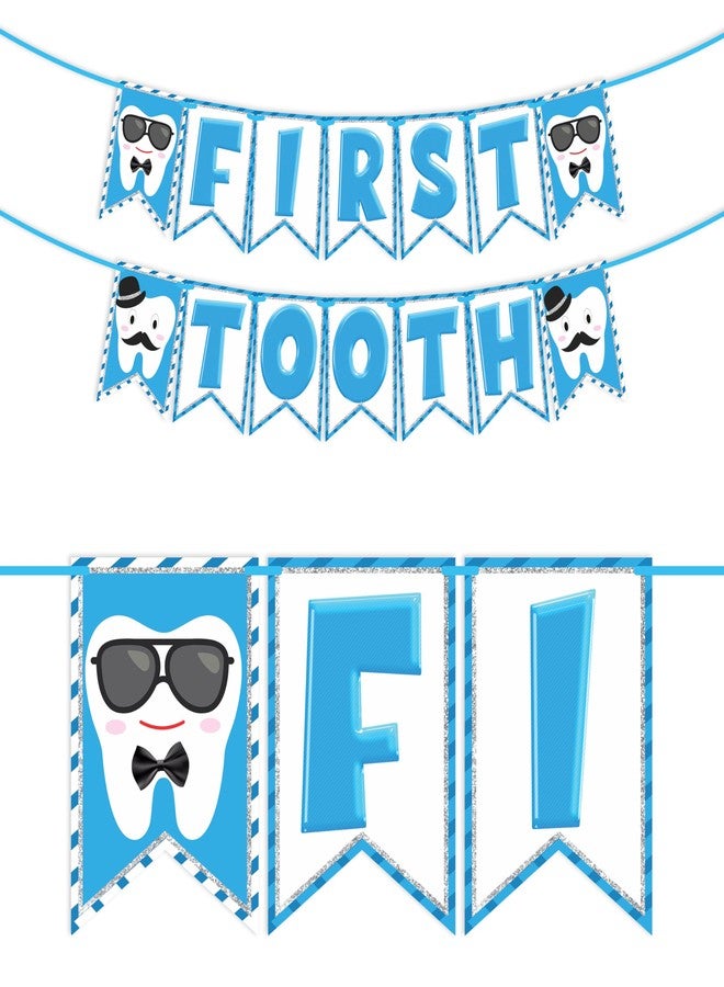 ووبوكس لافتة ووبوكس لزينة السن الأول، لون أزرق، خط أنيق، زينة السن الأول، زينة عيد ميلاد سعيد - Image 1